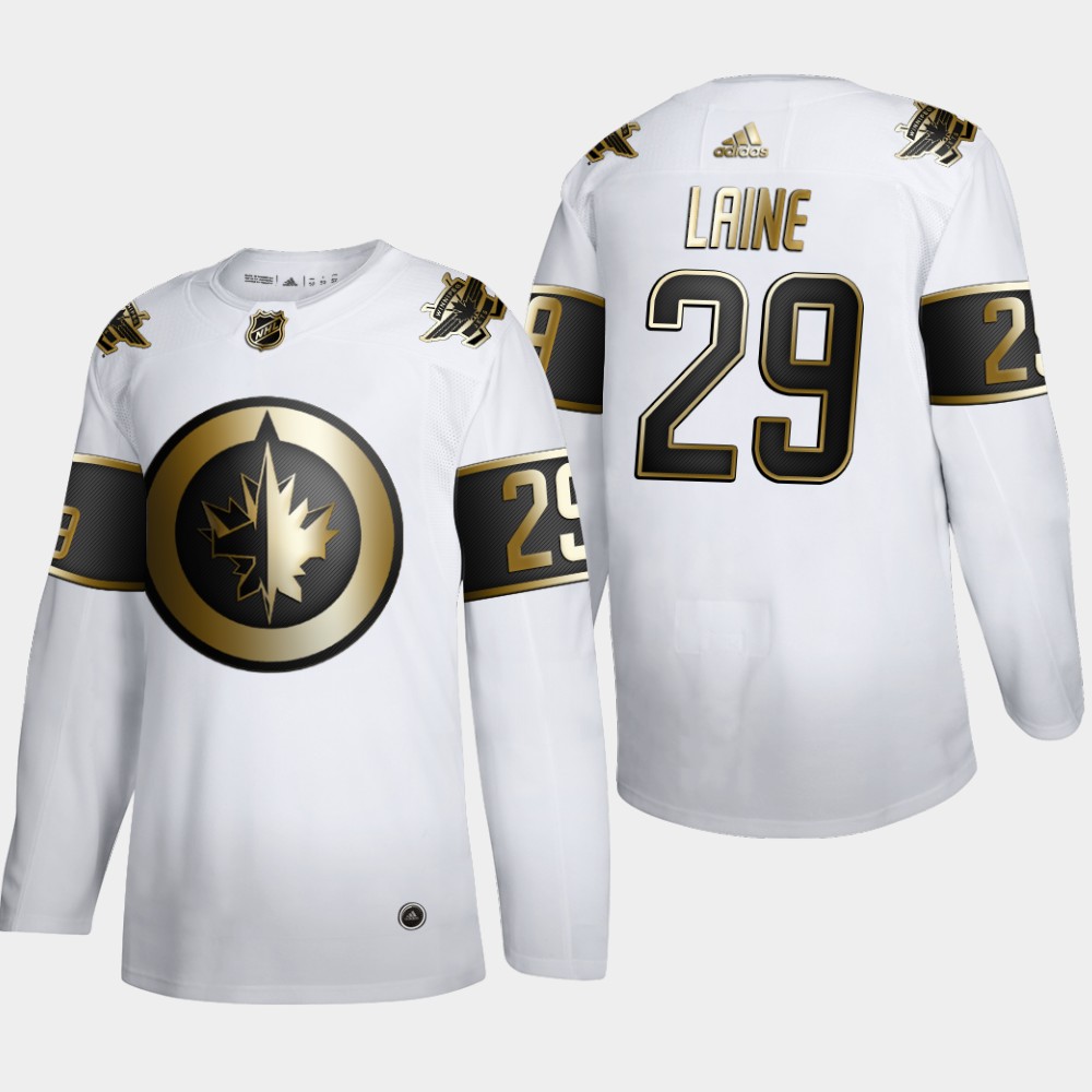 Men Winnipeg Jets 29 Patrik Laine Adidas White Golden Edition Limited Stitched NHL Jersey